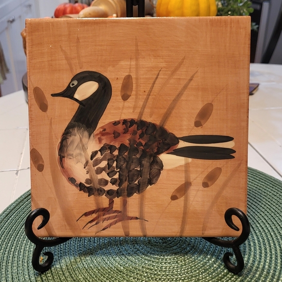 Marco e Cristina Tile Trivet Handpainted Canada Goose 8x8" Square Waterfowl - Picture 1 of 6